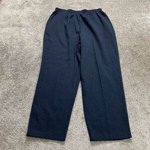 Briggs Dress Pants Women 22W Navy Blue Tapered Leg High Rise Elastic Waist 34x29